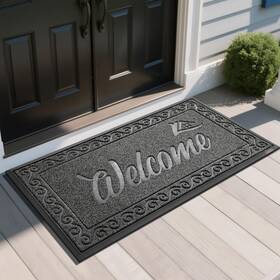 B0f58s98cg Yimobra Welcome Mat Heavy Duty Outdoor Indoor Waterproof Door 47x24 Black