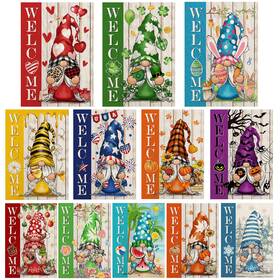 B0d4tsx2tz Yovoyoa Gnome Garden Flags Set Of 12 - Seasonal Welcome Outdoor Decor 12x18 Inch