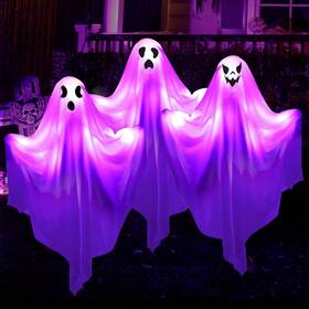 Hz-kjl02 Yunvi 8light-modes Sets Of 3 Halloween Ghost Light Stakes Flying Purple Hz-kjl02 Yunvi 8light-modes Sets Of 3 Halloween Ghost Light Stakes Flying Purple