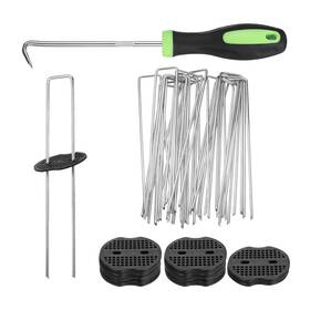 Zaplyte 783243808991 25pcs Garden Stakes 10 Inch 11 Gauge U-type Turf Stake With Gasket&hook Silver