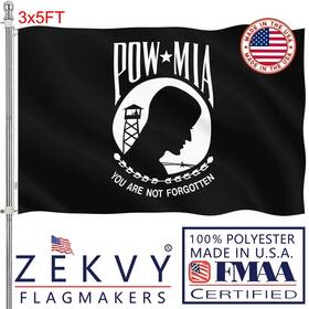 B0dc43g8cx Zekvy Pow Mia Flag 3x5 Outdoor Usa Made - Double Sided Heavy Duty Vivid Color