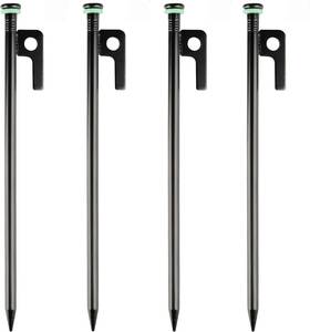 Zd-2305001 Zividodo 4 Pack Tent Stakes Heavy Duty Metal Pegs With 10in Steel Flu