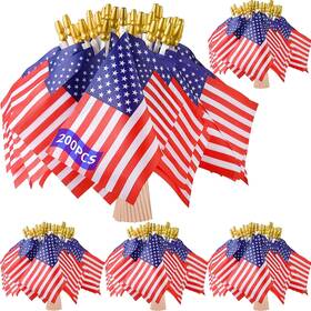 B0bwy3p9yg Zoblise 200x 5.5x8 Inch Small American Stick Flags Us Flag Bulk Wooden Staff Patriotic Decor