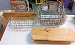5 Vintage Shabby Wrought Iron Metal Hanging Plant Holder Basket Wi Wood Bracket. Fixed Price $49.99.