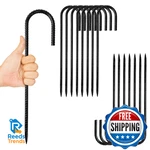 Anothera 16 Pack Steel Rebar Stakes, 12-INCH Heavy Duty J Hook Metal Fence. Fixed Price $46.08.
