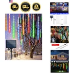 Solar Meteor Shower Icicle Lights Outdoor Waterproof Christmas Decorations. Fixed Price $38.26.