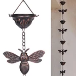 Smqljxc Rain Chain 8.5FT Bee & Cup Copper Gutter Downspout Decorative. Fixed Price $60.90.