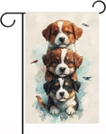 Puppy Trio Garden Flag 12X18 Inch Double Sided Outside, Three Little Dogs Porch. Fixed Price $10.58.
