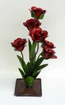 Metal Yard Art Red Rose Custer Sculpture 18" Tall Flowers. Fixed Price $52.00.