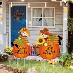 Fall Scarecrow Yard Pumpkin Porch Sign With Stakes Thanksgiving Pilgrim.... Fixed Price $27.91.