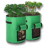 Green Fabric Potato Grow Bag, Large Reusable Round Planter W/ Window. Fixed Price $25.99.