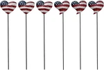 Patriotic Garden Stakes Set Of 6, 3D Decorative Metal Us Flag Heart Yard Artsign. Fixed Price $16.99.