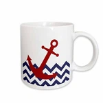 3DROSE Red Nautical Boat Anchor Chevron Pattern Mug. Fixed Price $11.99.