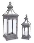 Melrose Brocade Bourgeoisie Weathered Metal Glass Pillar Candle Lanterns 29". Fixed Price $160.49.