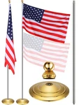 Telescoping Indoor Flag Pole W/ Base, Ball Top - Adjustable, Stainless Steel. Fixed Price $108.31.