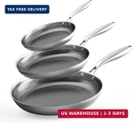 Cooker King Stainless Steel Set Of 3 (8+10+12 Inch), Nonstick Frying Pans,. Fixed Price $108.05.