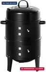 3-IN-1 Vertical Charcoal Bbq Smoker 16IN Barbecue Grill, 2 Cooking Area, Outdoor. Fixed Price $85.27.