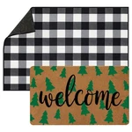 Tinideya Pcs Christmas Welcome Doormat 23X35 Layered Buffalo Plaid Carpet. Fixed Price $38.32.