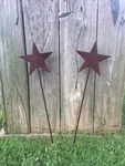 Pair Of 26" Rusty Metal Star Stakes Garden Decor Handmade In Usa. Fixed Price $18.95.