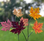 Metal Fall Leaf Garden Stakes, Outdoor Autumn Yard Decor Maple Plant Marker. Fixed Price $6.90.