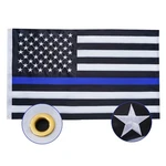 Syii Thin Blue Line Boat Flag 12X18 Inch Made Usa, Embroidered Stars Back .... Fixed Price $17.86.