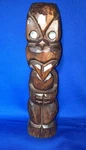 Hand Carved Wood Tiki Tribal Statue New Zealand Abalone Accents Sleek Design 11. Fixed Price $14.94.