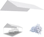 10'X20' Carport Canopy Replacement Cover - White Tarp With Bungees. Fixed Price $104.99.