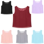 Us Women Round Neck Vest Tops Summer Chiffon Layer Tank Loose Fit T-shirts. Fixed Price $14.34.