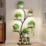 Bacekoll Plant Stand Indoor With Grow Lights, 7 Tiered Rustic Brown + Black. Fixed Price $148.99.
