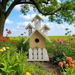 Wooden Bird House Nest Outdoor Garden Patio Decor Feeder Gift New Rustic. Fixed Price $51.48.