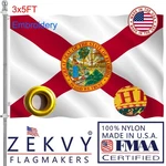 Zekvy Embroidery Florida Flag 3X5 Outdoor Made In Usa - Double Sided Heavy Duty. Fixed Price $56.69.