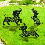 Rngmsi Dachshund Decorative Garden Stakes Gifts, 3PCS Metal Weiner Dog Black. Fixed Price $28.74.