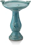 Alpine 25" Tall Outdoor Ceramic Antique Pedestal Birdbath W/ Figurines. Fixed Price $148.83.