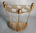 Vintage Brass Flower Holder With 5 Glass Tubes Semi Circle Base Art Deco. Fixed Price $47.99.
