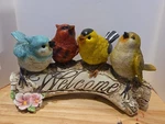 Bird Welcome Statue Yellow Blue Resin Sculpture Design Toscano. Fixed Price $24.00.