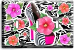 Hot Pink Zebra High Heel Shoes Flowers 3 Gang Light Switch Wall Plate Room Decor. Fixed Price $25.99.