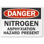 Nitrogen Asphyxiation Hazard Present Danger Aluminum Weatherproof Sign C00433. Fixed Price $12.99.