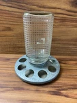 Vtg 3 Rivers Mason Jar Glass Waffle Pattern Chicken Bird Feeder 9 Hole Farmhouse. Fixed Price $29.99.