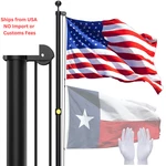 Ioen Ground Aluminum Flag Pole, 80MPH Wind 20FT, 20FT-14GAUGE-BLACK. Fixed Price $107.95.