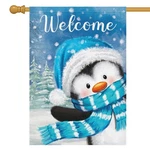 Louise Maelys Welcome Winter House Flag 28X40 Double Sided, Burlap Large Snow.... Fixed Price $22.09.