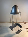 Vintage 1990 Carson Pewter Wind Chime Cats Playing W/yarn Canopy Top. Fixed Price $15.00.