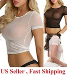 Women Sexy See Through Mesh Sheer Tank Crop Top Clubwear Party Tee Lingerie. Fixed Price $9.95.