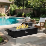 56-INCH Propane Gas Fire Pit Table Set With Wind Guard, Tank. Fixed Price $499.99.