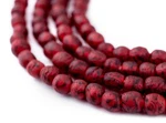 Red Black Swirl Recycled Glass Beads 7MM Ghana African Sea Round Handmade. Fixed Price $9.00.