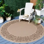 Washable Rug Outdoor Courtyard Collection 7'10" Round, Natural & Brown, Non-sh. Fixed Price $178.95.