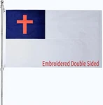 Embroidered Christian Jesus Cross Flag 3X5 Ft - Heavy Duty 340D Polyester Outdoo. Fixed Price $47.11.