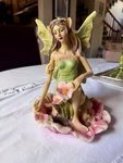 Veronese Design 9 Toscano Green Fairy Angel Statue Figurine Flower Base. Fixed Price $35.00.