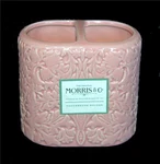 Morris & Co. Dusty Pink Embossed Floral Oval 2 Hole Ceramic Toothbrush Holder. Fixed Price $44.99.
