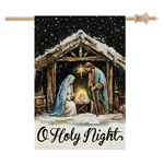 Crowned Beauty Christmas Holy Night House Flag 28X40 Double Sided Burlap Large. Fixed Price $23.98.