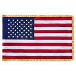 Syii American Flag 4X6 Ft - Embroidered Stars, Gold Fringe, Heavy Duty Polyester. Fixed Price $95.77.